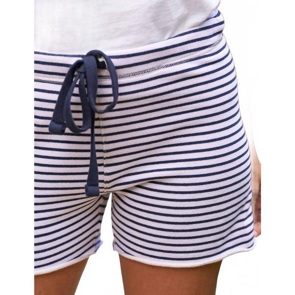 NEW FRANK & EILEEN pearl favorite sweatshorts in royal navy stripe - Picture 3 of 5
